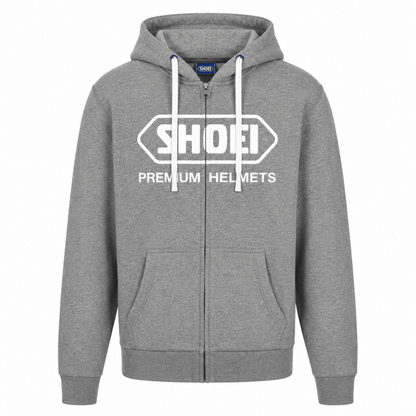 SHOEI Mid Grey Marl & White Zipped HoodieMerchandiseSHOEI UK
