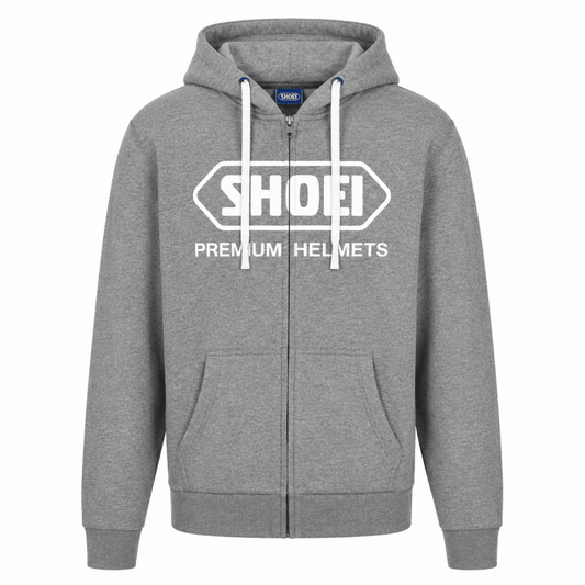 SHOEI Mid Grey Marl & White Zipped HoodieMerchandiseSHOEI UK