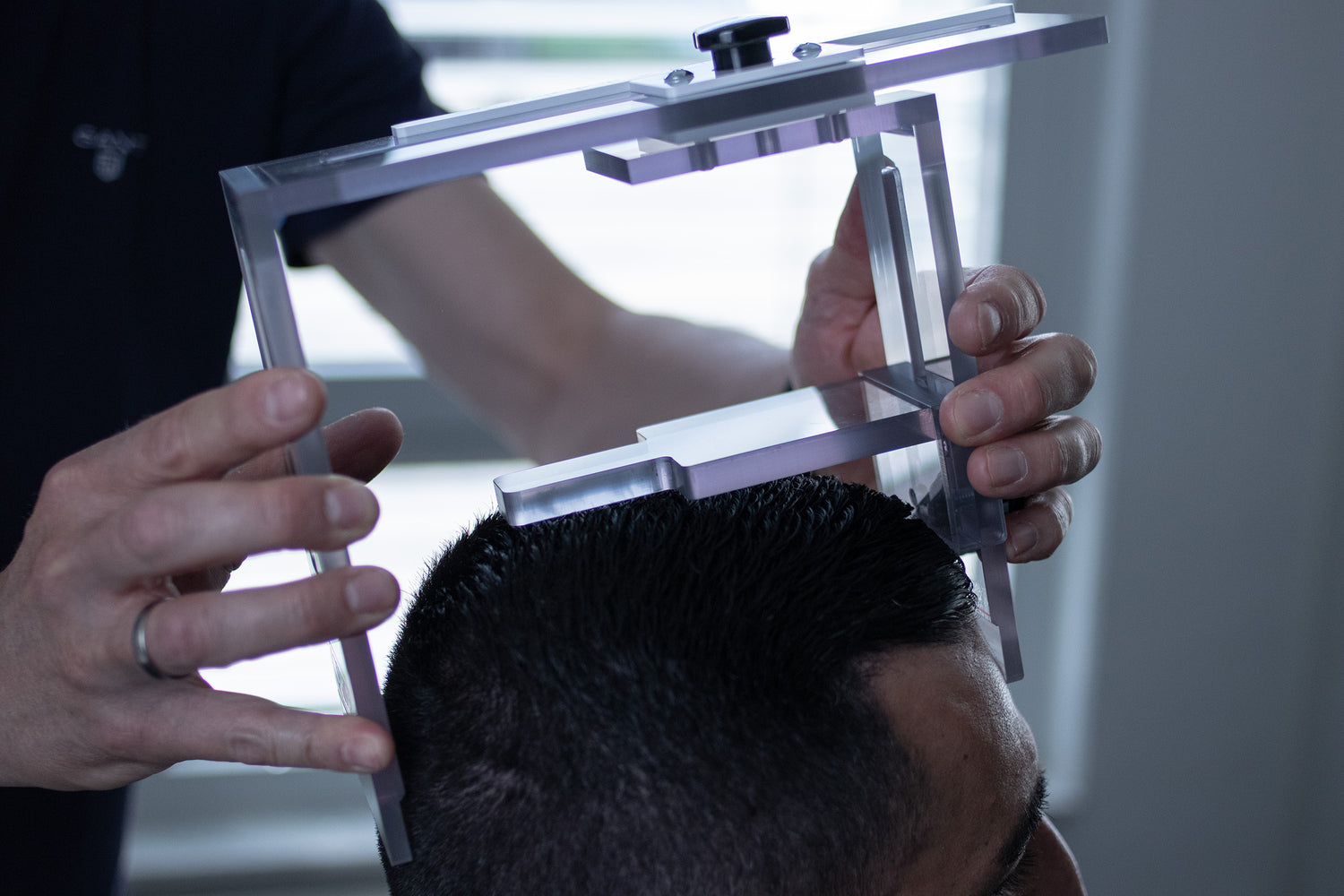 SHOEI PFS head measurement instrument in use