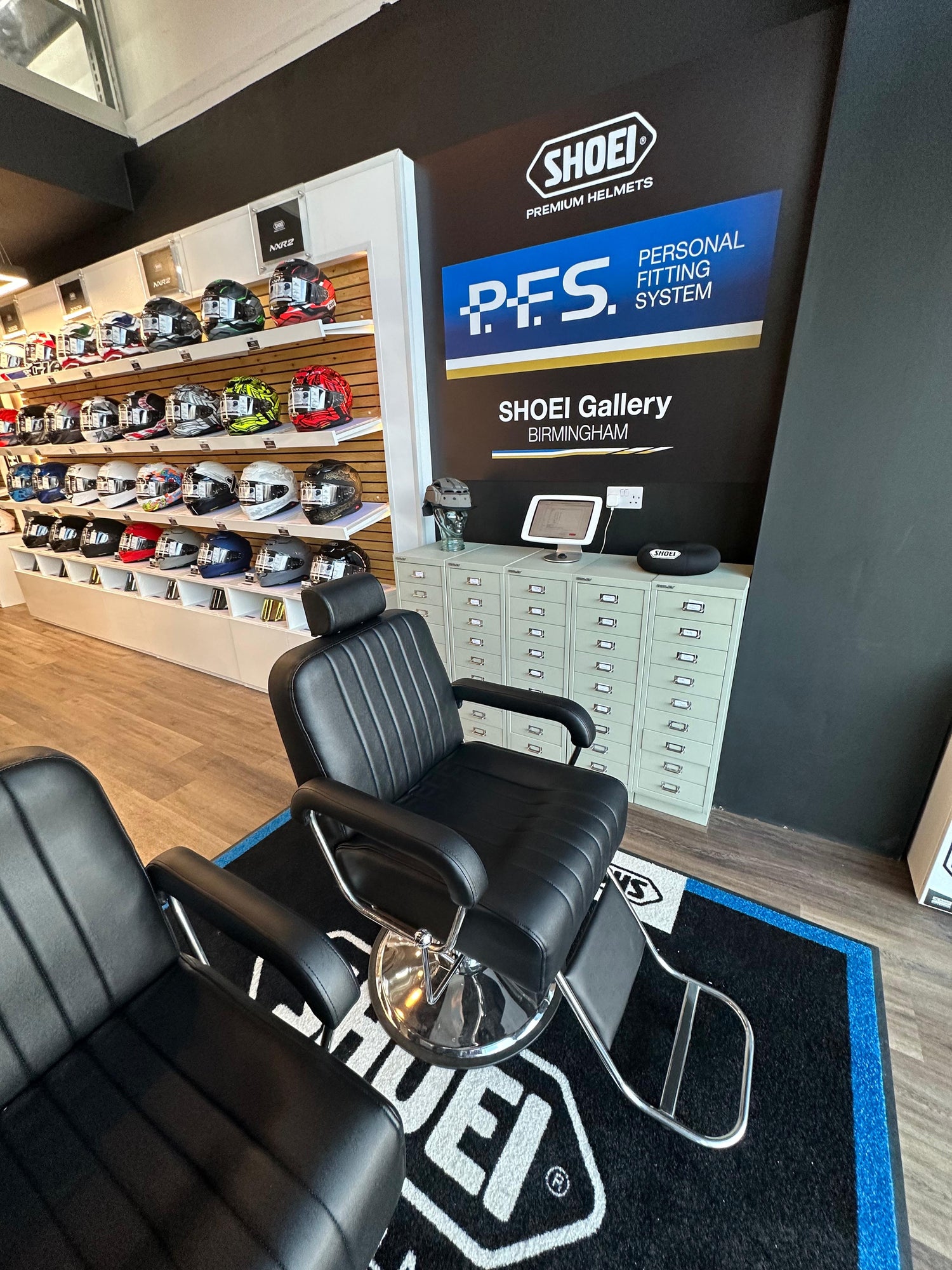 SHOEI Personal Fitting System (PFS) in action at SHOEI Gallery Birmingham
